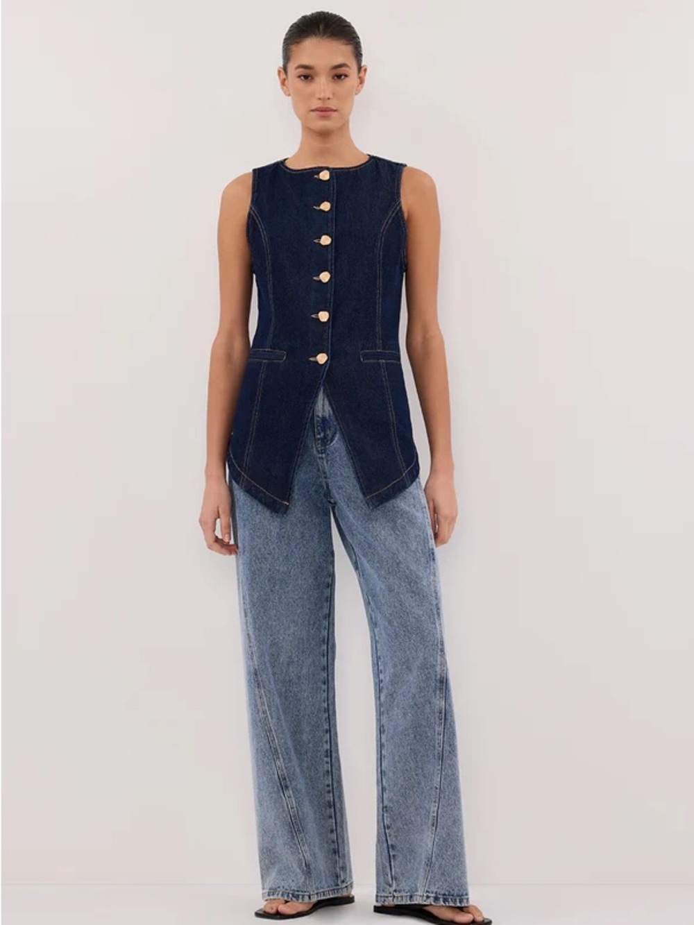 DISSH Olly Indigo Denim Vest size 12 NEW WITH TAGS